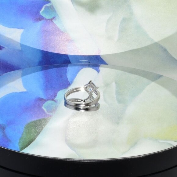 Reina Princess Cut Rhombus Solitaire 925 Sterling Silver Ring Size 8 Gift Boxed - Picture 6 of 10